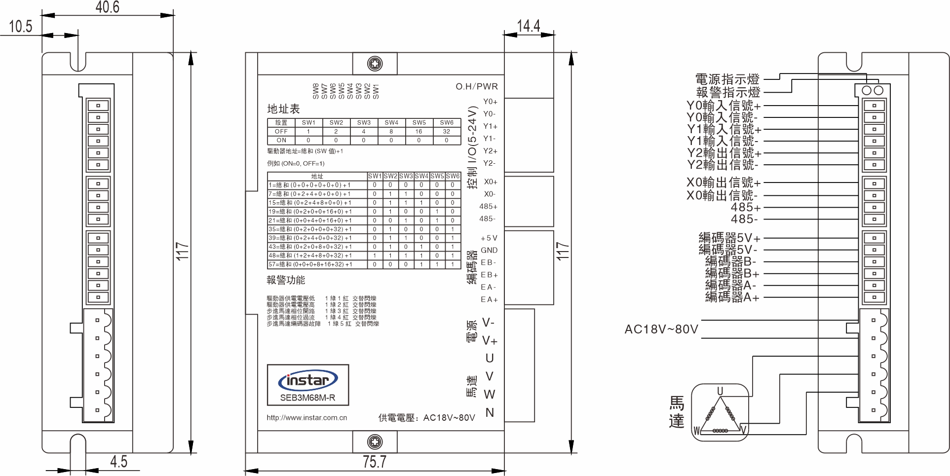 SEB3M68M-R RS485匯流排閉回路步進(jìn)驅(qū)動(dòng)器